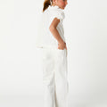 White wide leg denim trousers