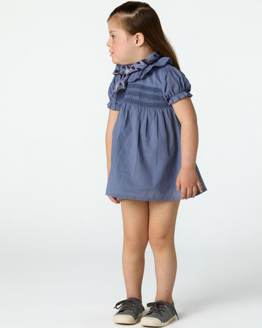 ANILINE BLUE SMOCKED DRESS