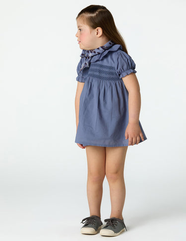 ANILINE BLUE SMOCKED DRESS