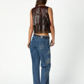 BROWN FRINGED TOP