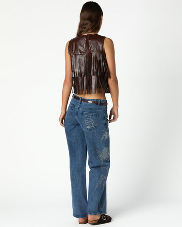 BROWN FRINGED TOP
