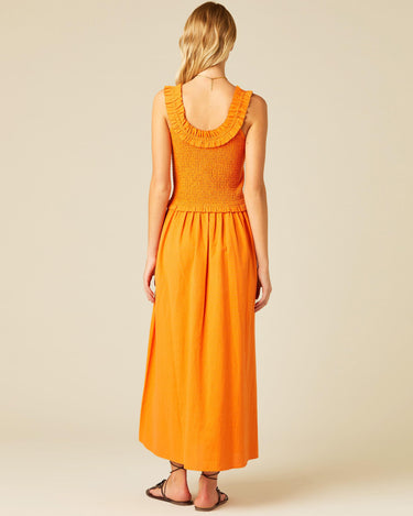 ORANGE ELASTICATED DRESS