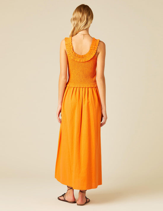 ORANGE ELASTICATED DRESS