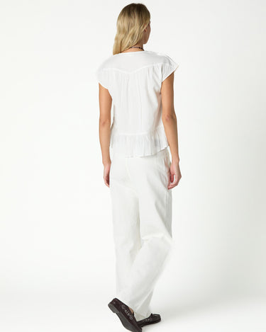 CAMISA ESCOTE PICO ENCAJE BLANCO