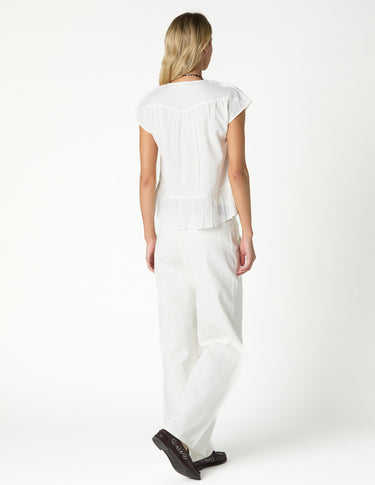 WHITE LACE V-NECK SHIRT