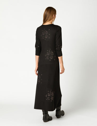 VESTIDO FLOR STRASS BLACK