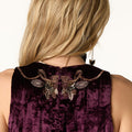 BURGUNDY EMBROIDERED VELVET DRESS