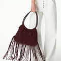 BURGUNDY SUEDE FRINGE BAG