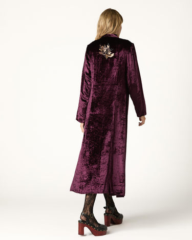 BURGUNDY EMBROIDERED VELVET DJELLABA