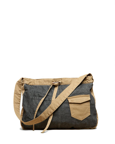 ANTHRACITE DENIM BAG WITH CONTRAST STRAP
