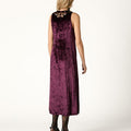 BURGUNDY EMBROIDERED VELVET DRESS