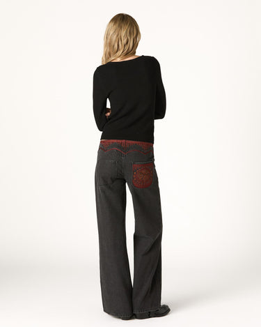 BLACK ETHNIC EMBROIDERED PANTS