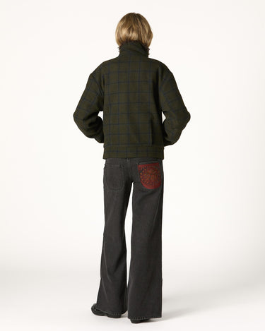 GREEN PLAID BOMBER JACKET