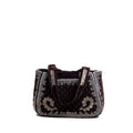 BROWN VELVET BEADED BAG