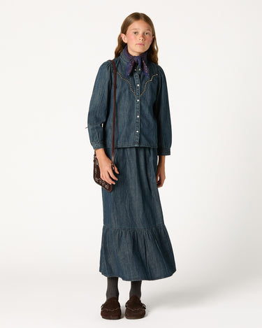 FALDA DENIM VOLANTE