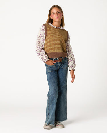 CHALECO PUNTO MIX MARRON