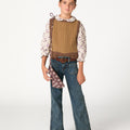 BROWN KNIT MIX VEST