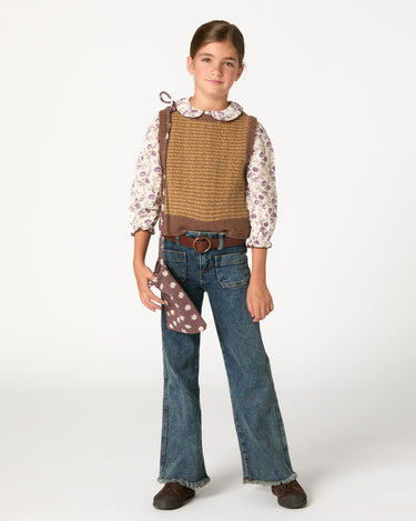 BROWN KNIT MIX VEST