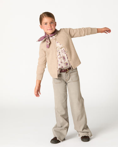 BOUQUET PLUM RUFFLE-SLEEVE YOKE SHIRT