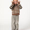 STRIPED KNITTED JACKET BROWN