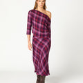 FALDA CUADROS MIDI PLUM