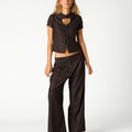 PANTALON PLIEGUE RAYA MARRON