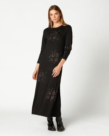VESTIDO FLOR STRASS BLACK