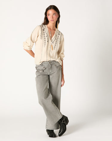 CAMISA  ECRU BORDADO BEADS