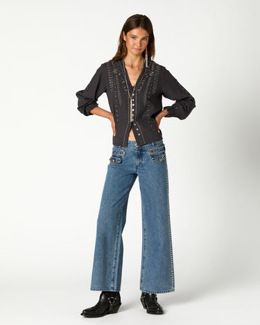 CAMISA ANTRACITA BORDADO BEADS
