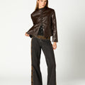 CHAQUETA PIPING MARRON
