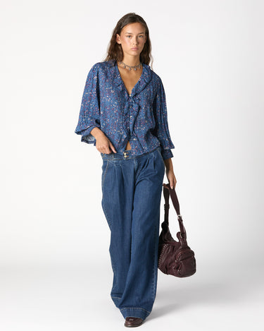 CAMISA VOLANTE JARETAS NIGHT GARDEN BLUE