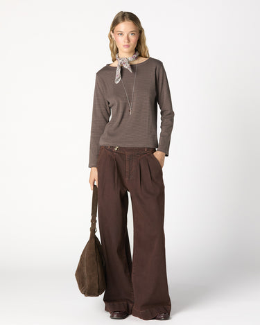 PANTALÓN HEBILLAS DENIM CHOCOLATE