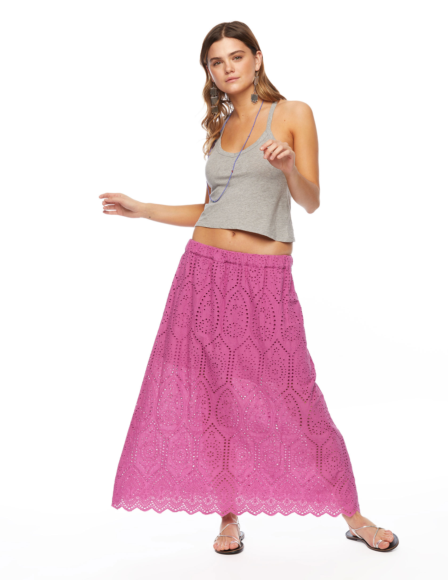 Hot pink hotsell embroidered skirt