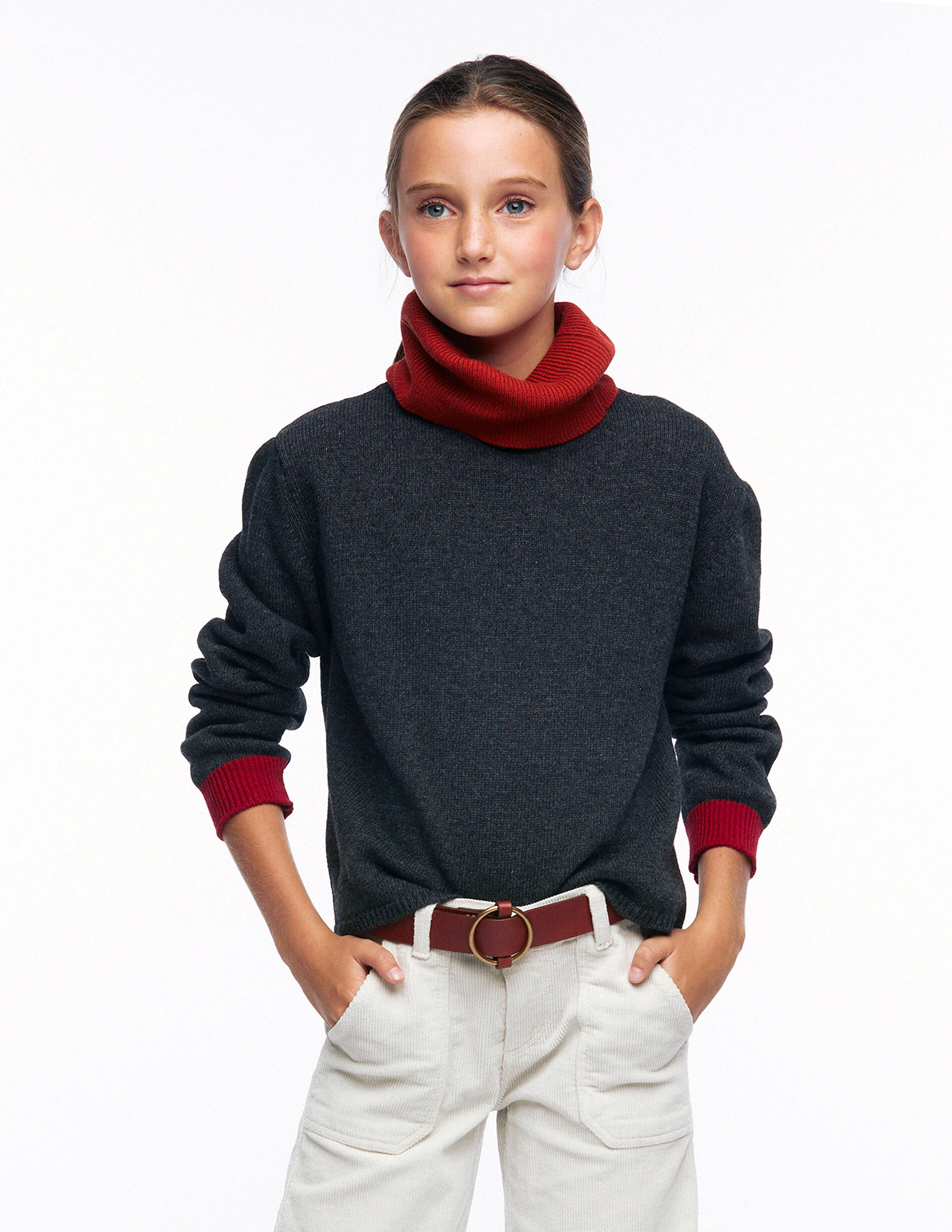 maroon turtleneck